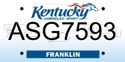 ASG7593 Kentucky License Plate