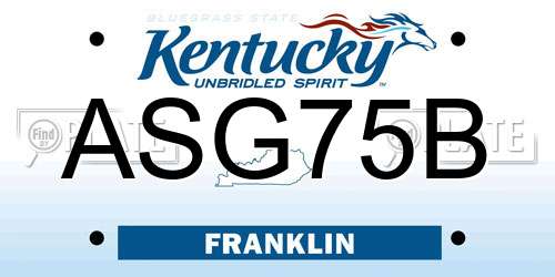 ASG75B Kentucky License Plate