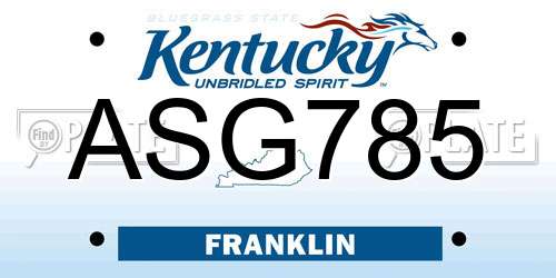 ASG785 Kentucky License Plate