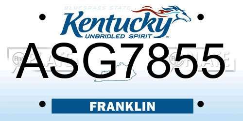 ASG7855 Kentucky License Plate