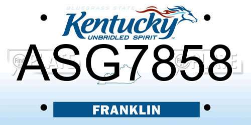 ASG7858 Kentucky License Plate
