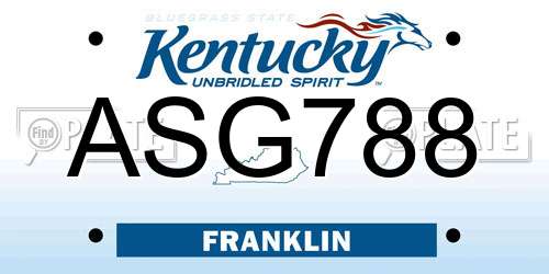 ASG788 Kentucky License Plate