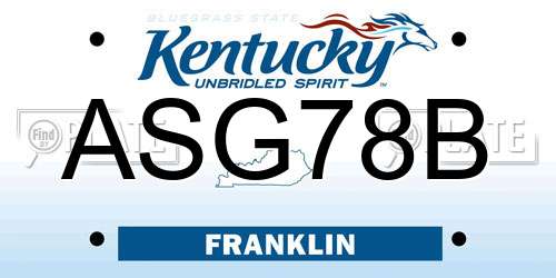 ASG78B Kentucky License Plate