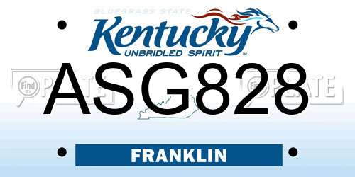 ASG828 Kentucky License Plate