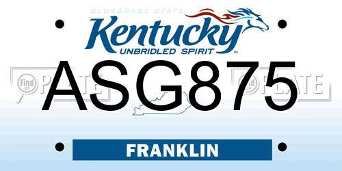 ASG875 Kentucky License Plate