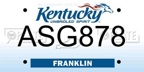 ASG878 Kentucky License Plate