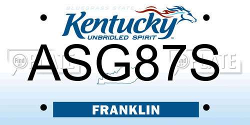 ASG87S Kentucky License Plate
