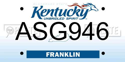 ASG946 Kentucky License Plate