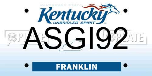 ASGI92 Kentucky License Plate