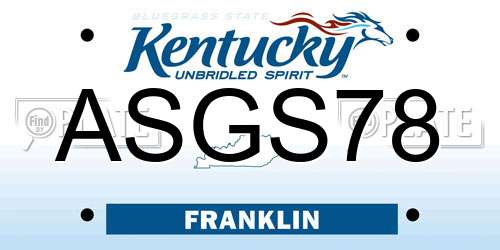 ASGS78 Kentucky License Plate