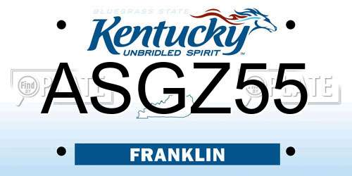 ASGZ55 Kentucky License Plate