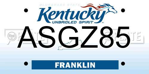 ASGZ85 Kentucky License Plate