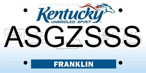 ASGZSSS Kentucky License Plate
