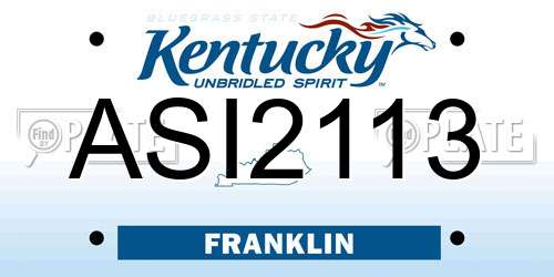 ASI2113 Kentucky License Plate