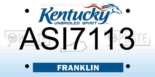 ASI7113 Kentucky License Plate