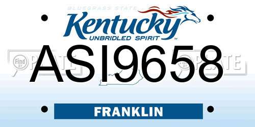 ASI9658 Kentucky License Plate