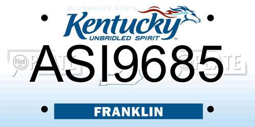 ASI9685 Kentucky License Plate