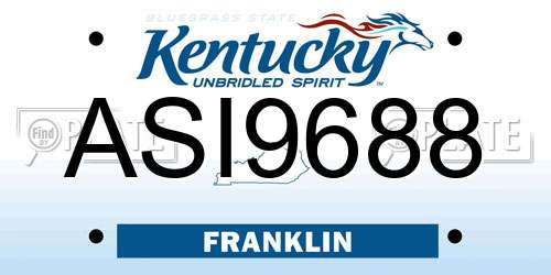 ASI9688 Kentucky License Plate