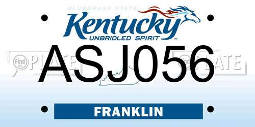 ASJ056 Kentucky License Plate