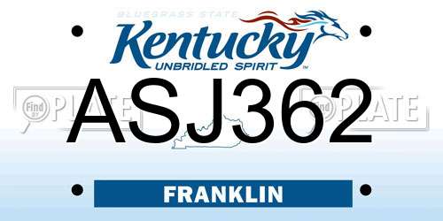 ASJ362 Kentucky License Plate