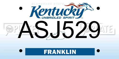 ASJ529 Kentucky License Plate