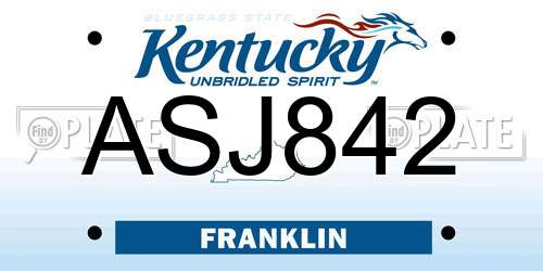 ASJ842 Kentucky License Plate