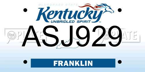 ASJ929 Kentucky License Plate