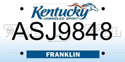 ASJ9848 Kentucky License Plate
