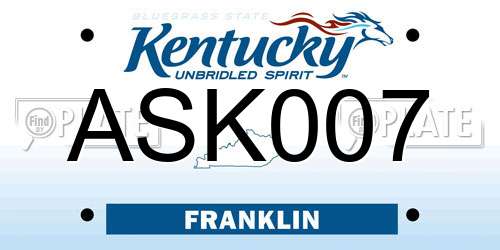 ASK007 Kentucky License Plate