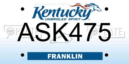 ASK475 Kentucky License Plate