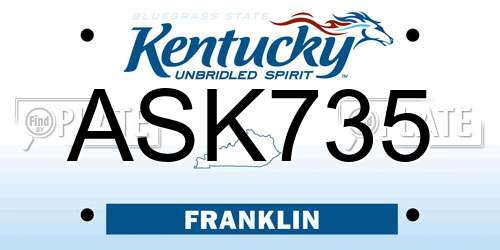 ASK735 Kentucky License Plate