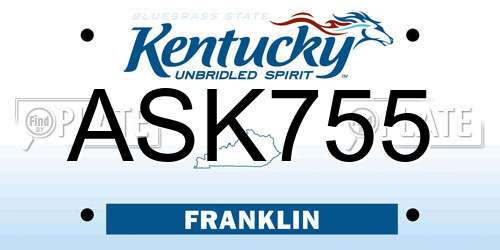 ASK755 Kentucky License Plate