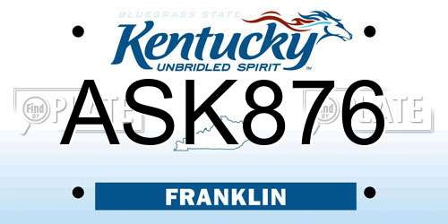ASK876 Kentucky License Plate