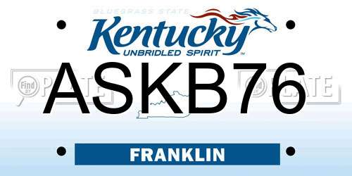 ASKB76 Kentucky License Plate