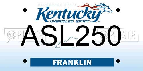 ASL250 Kentucky License Plate