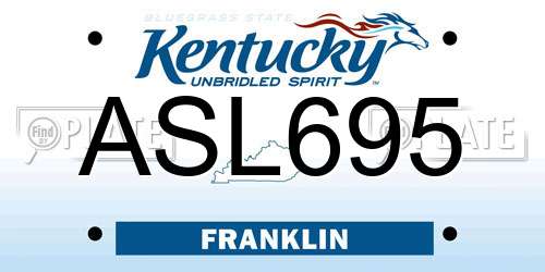 ASL695 Kentucky License Plate