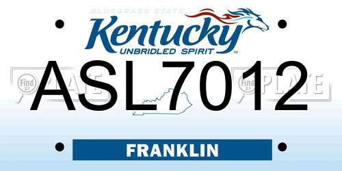 ASL7012 Kentucky License Plate