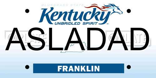 ASLADAD Kentucky License Plate