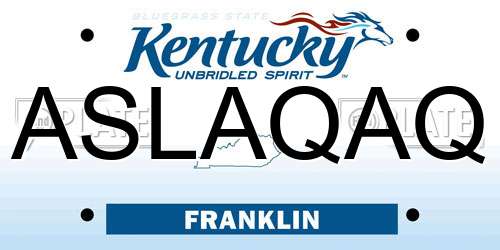 ASLAQAQ Kentucky License Plate