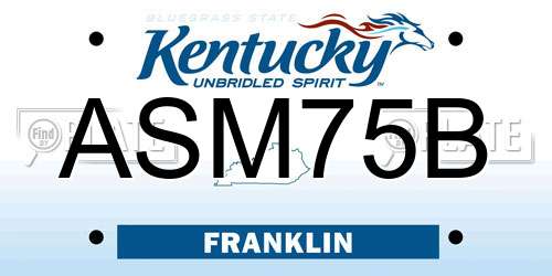 ASM75B Kentucky License Plate