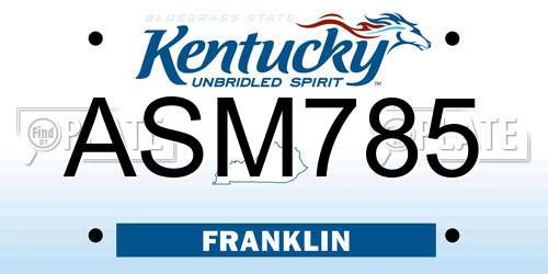 ASM785 Kentucky License Plate