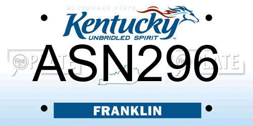 ASN296 Kentucky License Plate