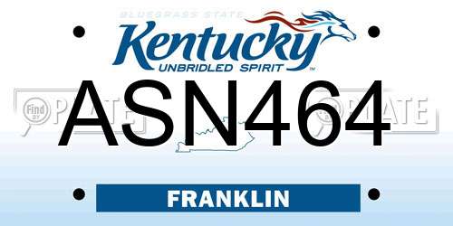 ASN464 Kentucky License Plate