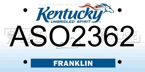 ASO2362 Kentucky License Plate