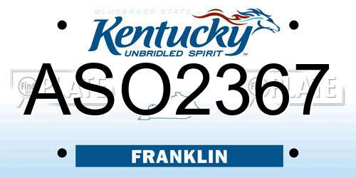 ASO2367 Kentucky License Plate