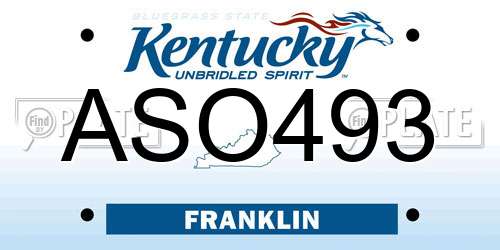ASO493 Kentucky License Plate