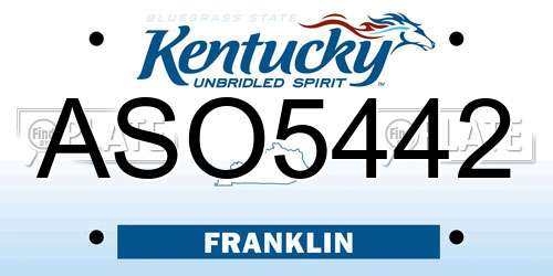 ASO5442 Kentucky License Plate
