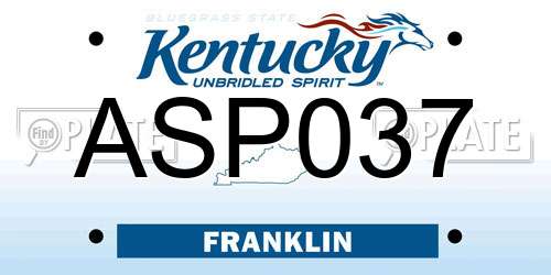 ASP037 Kentucky License Plate