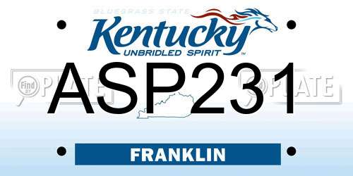 ASP231 Kentucky License Plate