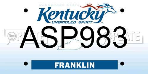 ASP983 Kentucky License Plate